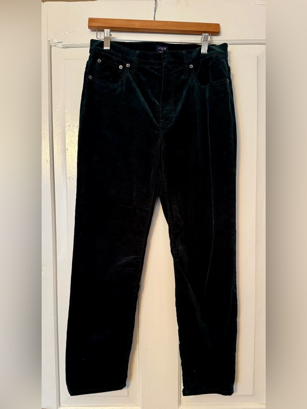 J. Crew Dark Green Corduroy Straight-Leg Pants